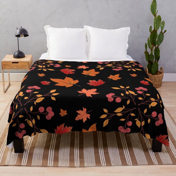 Item preview, Orange, red and yellow leaves on black background designed and sold by Stefrait-7.