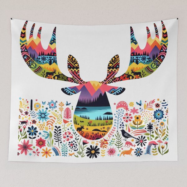 Item preview, Scandinavian Folk art - Moose Head  by heidiannemorris designed and sold by FOLK ART FUSION by heidiannemorris.