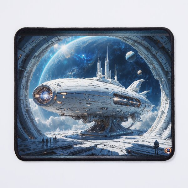 Item preview, Tallous Space Cruiser Docked In The Prevlous Spaceport Breathtaking AI Concept Art by Xzendor7 designed and sold by Xzendor7 Digital Art Creations.