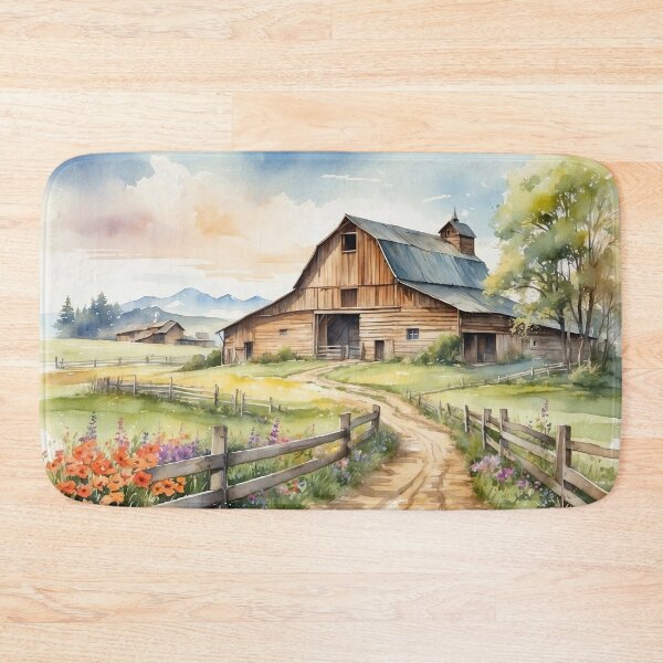 Item preview, Old Barn Watercolor Painting | Painting of an Old Weathered Barn Set In Beautiful Spring Countryside Landscape designed and sold by NIKOLAY GACHEV.