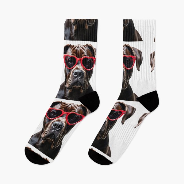 Item preview, Funny cool Cane Corso dog wearing a heart shape sunglasses designed and sold by LazyOwlStore.