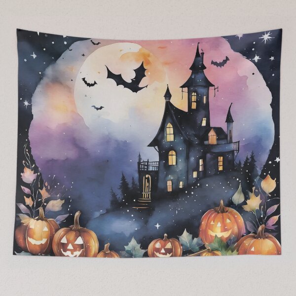 Item preview, Scary castle and pumpkins. designed and sold by MagelliShop.
