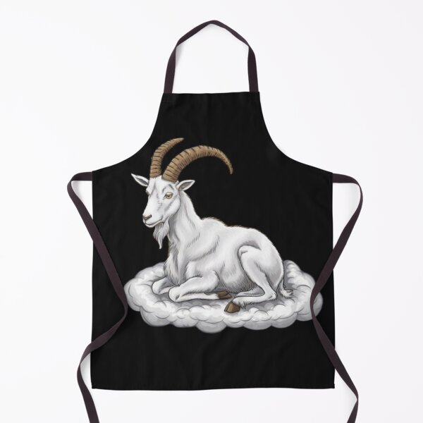 Item preview, A white goat with long, curved horns, seated on a cloud designed and sold by 123ks.