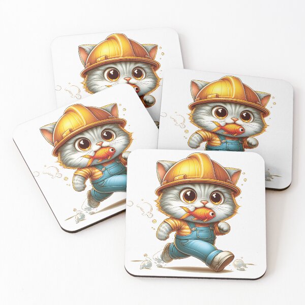 Item preview, Cat with hard hat a goldfish thief designed and sold by HappyHavenStu.