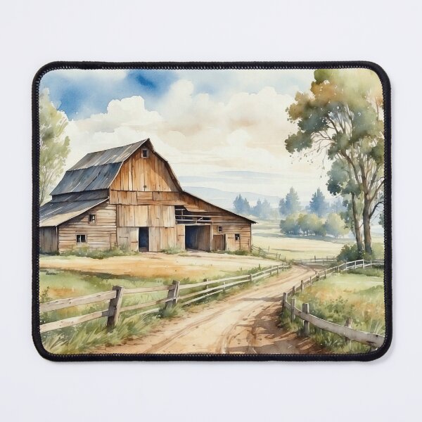 Item preview, Old Barn Watercolor Painting | Painting of an Old Weathered Barn Set In Beautiful Summer Countryside Landscape designed and sold by NIKOLAY GACHEV.