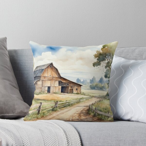 Item preview, Old Barn Watercolor Painting | Painting of an Old Weathered Barn Set In Beautiful Summer Countryside Landscape designed and sold by NIKOLAY GACHEV.