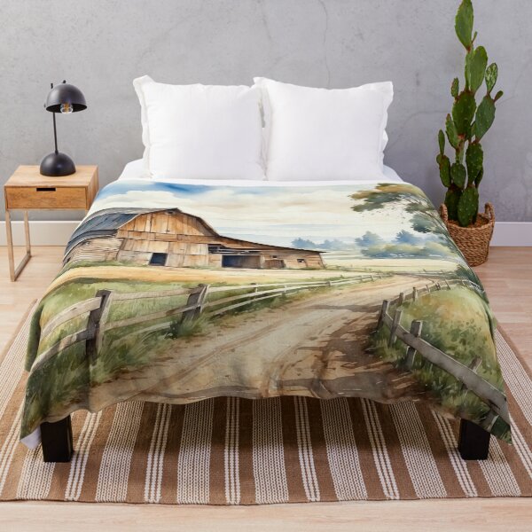 Item preview, Old Barn Watercolor Painting | Painting of an Old Weathered Barn Set In Beautiful Summer Countryside Landscape designed and sold by NIKOLAY GACHEV.
