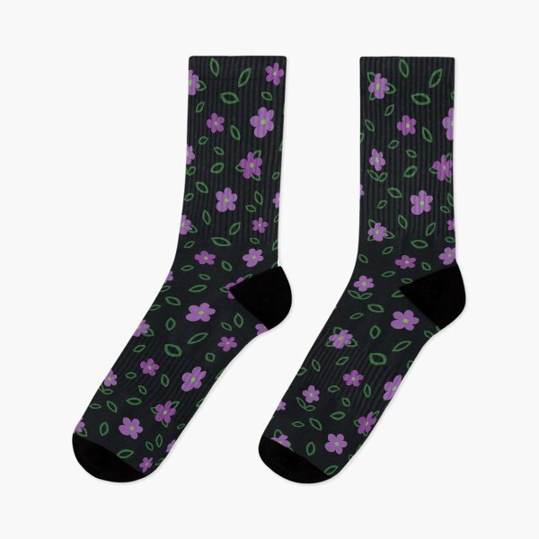 Item preview, Minimal Floral Pattern - Purple, Green & Black designed and sold by Daniel Bevis Design.