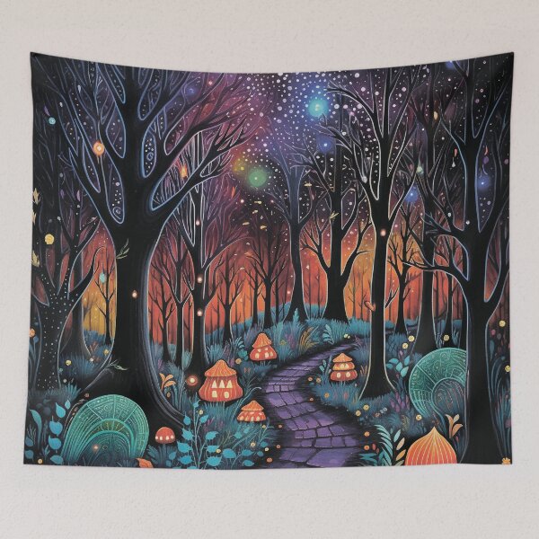 Item preview, Dark forest at night full of pumpkins. designed and sold by MagelliShop.
