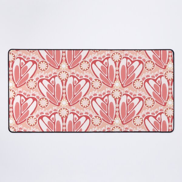 Item preview, Folk Style Hearts, Red on coral version designed and sold by Alex Blud.