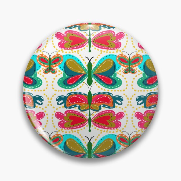 Item preview, Folk Butterflies, Whimsical Bugs, Fiesta Pattern, White Background designed and sold by Stephanie Rowan.