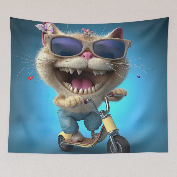 Item preview, Crazy cat on scooter designed and sold by Osintown.