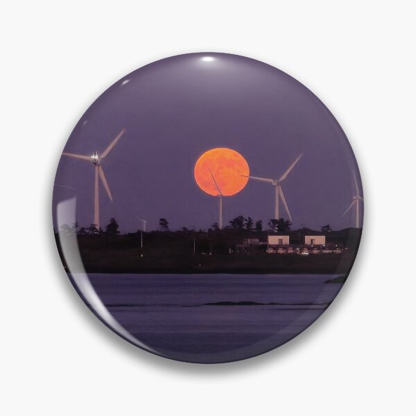 Item preview, A view of the Chuseok full moon hanging over the windmill blades of Jeju Island wind power generators, east of Jeju, Korea. designed and sold by human8891.