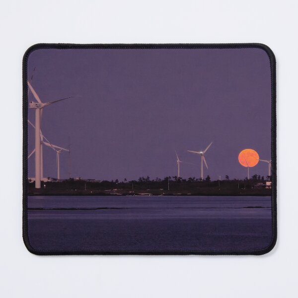 Item preview, A view of the Chuseok full moon hanging over the windmill blades of Jeju Island wind power generators, east of Jeju, Korea. designed and sold by human8891.
