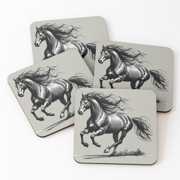 Item preview, Black and White Running Horse in Watercolor designed and sold by Blink Art Studio.