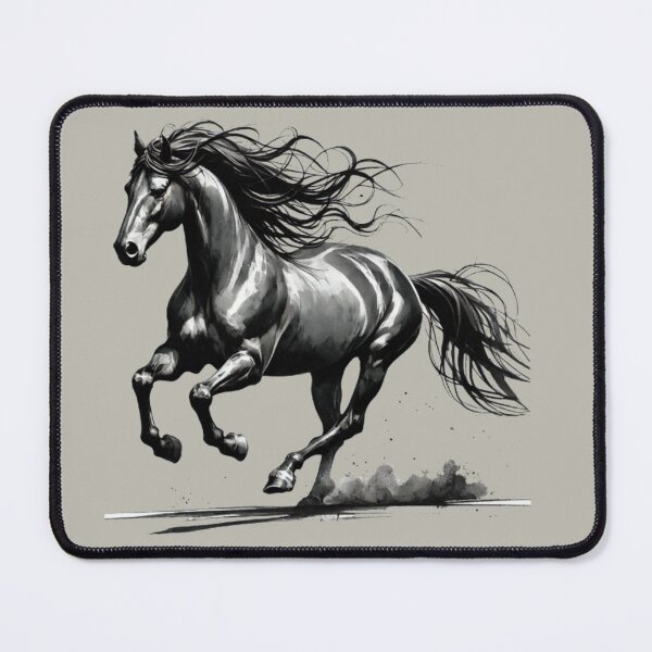 Item preview, Black and White Running Horse in Watercolor designed and sold by Blink Art Studio.