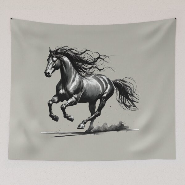 Item preview, Black and White Running Horse in Watercolor designed and sold by Blink Art Studio.