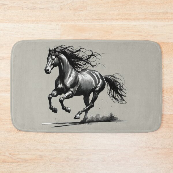 Item preview, Black and White Running Horse in Watercolor designed and sold by Blink Art Studio.