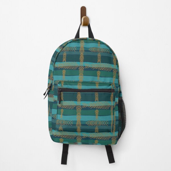 Item preview, Gold Arrows cross, Abstract Plaid Pattern, Chevron Geometric, Teal Blue Background designed and sold by Stephanie Rowan.
