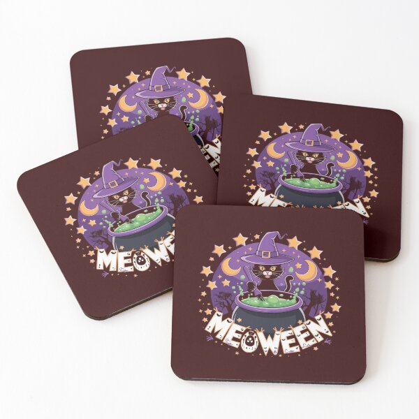 Item preview, Meoween – Cute Black Cat Witch Stirring a Cauldron Halloween Design designed and sold by pnidesign.