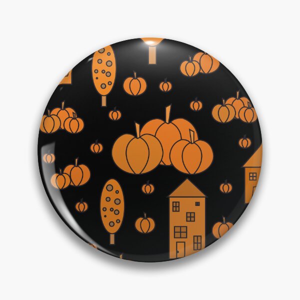 Item preview, Autumn idyllic composition - seamless pattern, houses, trees, ripe pumpkins in various shades.20 designed and sold by My-fake-places.