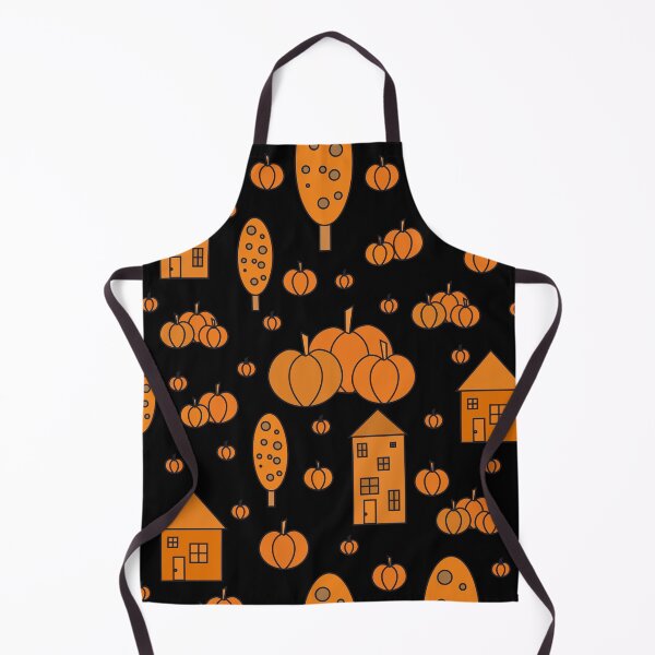 Item preview, Autumn idyllic composition - seamless pattern, houses, trees, ripe pumpkins in various shades.20 designed and sold by My-fake-places.