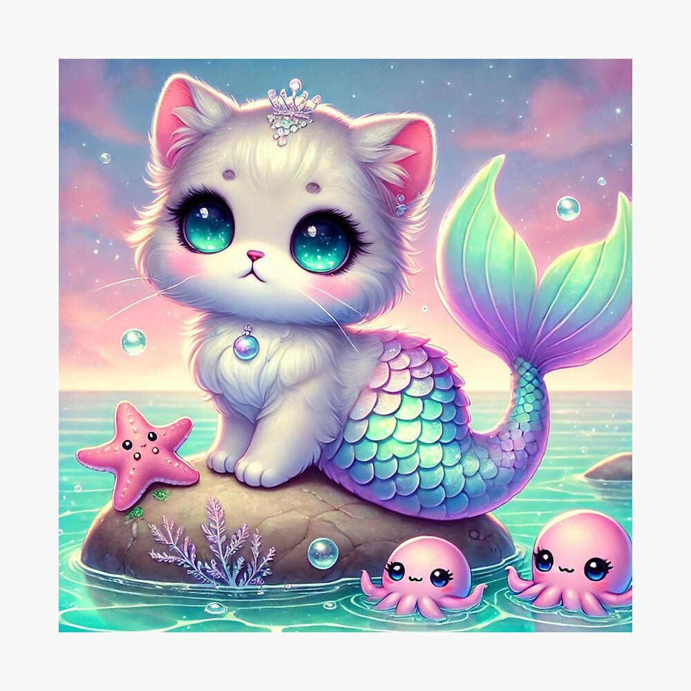 Mermaid cat Poster