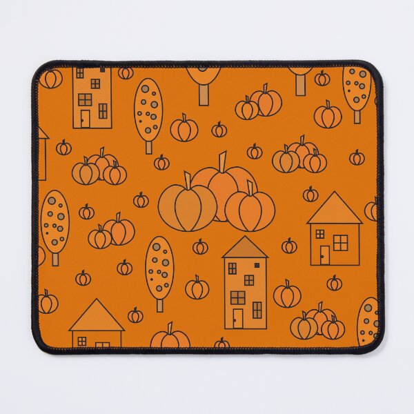 Item preview, Autumn idyllic composition - seamless pattern, houses, trees, ripe pumpkins in various shades.22 designed and sold by My-fake-places.