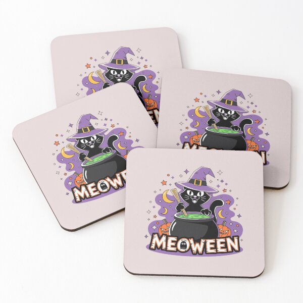 Item preview, Meoween – Cute Black Cat Witch Stirring a Cauldron Halloween Design designed and sold by pnidesign.