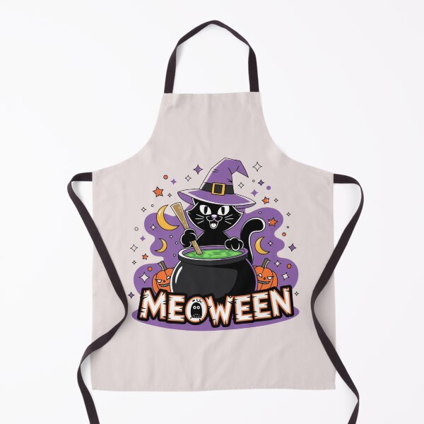 Item preview, Meoween – Cute Black Cat Witch Stirring a Cauldron Halloween Design designed and sold by pnidesign.