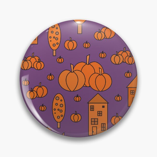 Item preview, Autumn idyllic composition - seamless pattern, houses, trees, ripe pumpkins in various shades.23 designed and sold by My-fake-places.