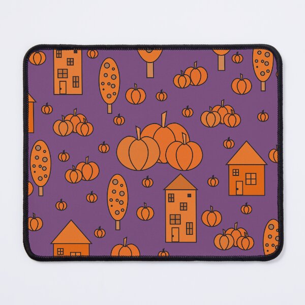 Item preview, Autumn idyllic composition - seamless pattern, houses, trees, ripe pumpkins in various shades.23 designed and sold by My-fake-places.