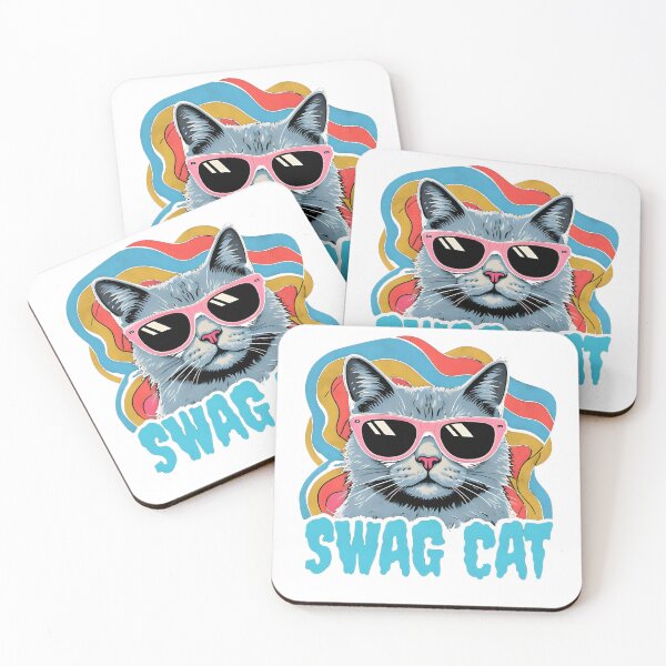 Item preview, Retro Swag Cat in Sunglasses | 80s Aesthetic Vintage Feline Art | Cool Cat Design for T-Shirts, Stickers, and More designed and sold by puurfectcat.