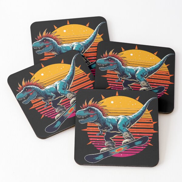 Item preview, Funny Retro Tyrannosaurus Dinosaur Snowboarder designed and sold by TomFrontierArt.