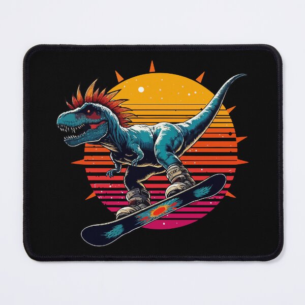 Item preview, Funny Retro Tyrannosaurus Dinosaur Snowboarder designed and sold by TomFrontierArt.