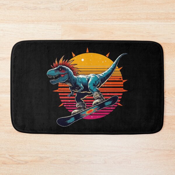 Item preview, Funny Retro Tyrannosaurus Dinosaur Snowboarder designed and sold by TomFrontierArt.