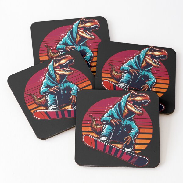 Item preview, Cool Retro Tyrannosaurus Dinosaur Snowboarder designed and sold by TomFrontierArt.
