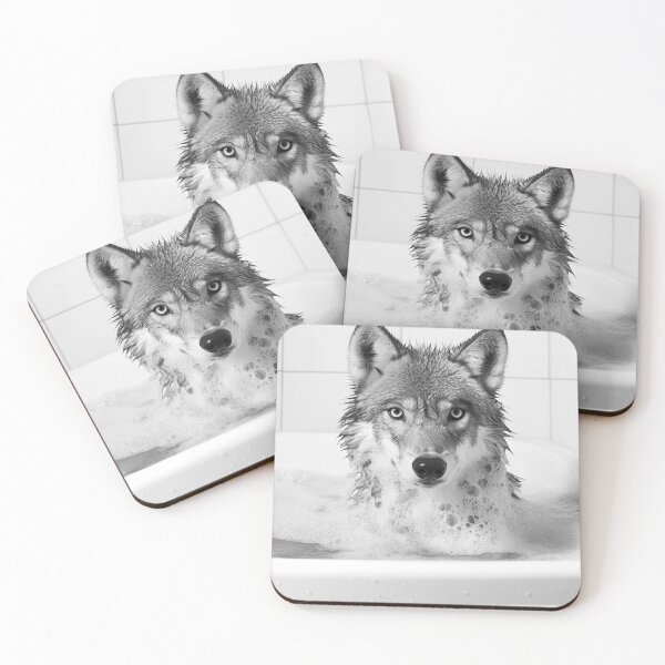 Item preview, Wolf Taking a Bath, Funny Vintage Animal Photo designed and sold by CheekyAnimalz.
