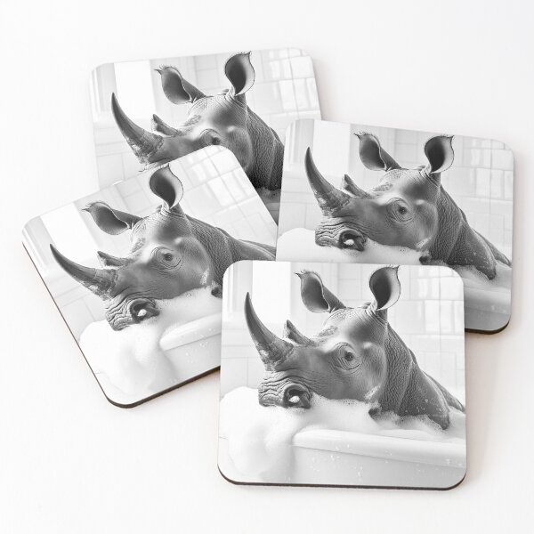 Item preview, Rhino Taking a Bath, Funny Vintage Animal Photo designed and sold by CheekyAnimalz.