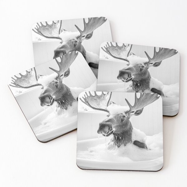 Item preview, Moose Taking a Bath, Funny Vintage Animal Photo designed and sold by CheekyAnimalz.