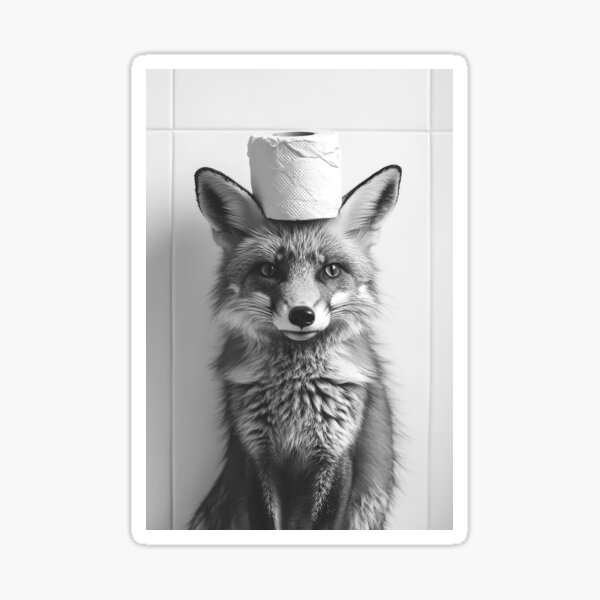 Item preview, Fox in Bathroom with Toilet Paper on Head designed and sold by CheekyAnimalz.