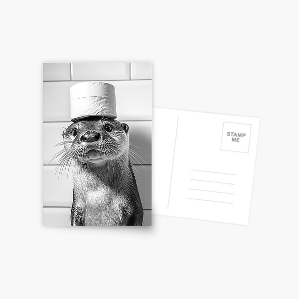 Item preview, Otter in Bathroom with Toilet Paper on Head designed and sold by CheekyAnimalz.