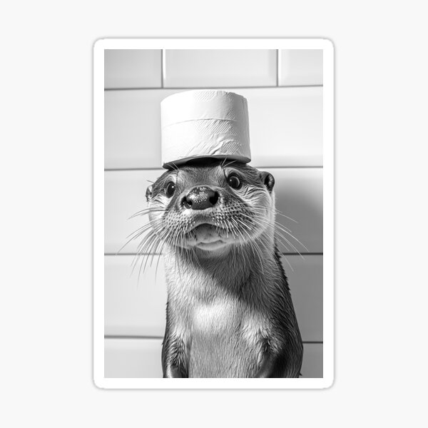 Artikel-Vorschau von Otter im Badezimmer mit Toilettenpapier auf dem Kopf, designt und verkauft von CheekyAnimalz.