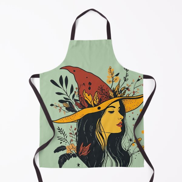 Item preview, A pretty witch wearing a red pointed hat decorated with leaves, autumn mood, portrait, spooky season t-shirt designed and sold by katerynaS99.