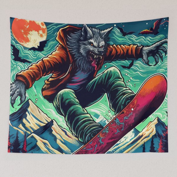 Item preview, Spooky Werewolf Snowboarding designed and sold by TomFrontierArt.