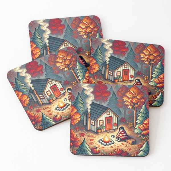 Item preview, Chalet in an autumn forest pixel art designed and sold by Landsesse.