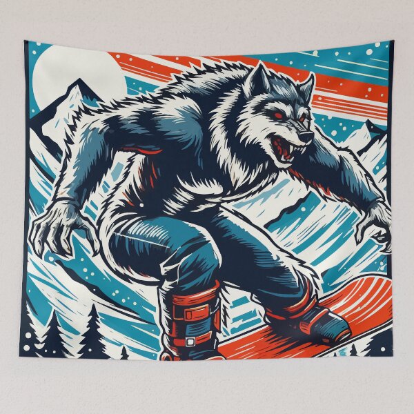 Item preview, Retro Spooky Werewolf Snowboarding designed and sold by TomFrontierArt.