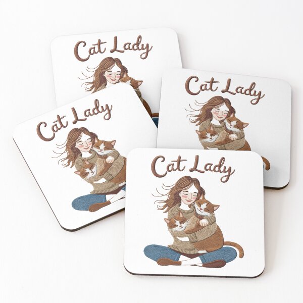 Item preview, Cozy Cat Lady Embroidered Style T-Shirt designed and sold by justtakemycash.
