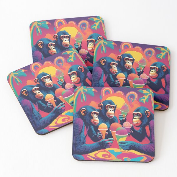 Item preview, Retro Trippy Chimps eating ice cream designed and sold by NicMacTees.