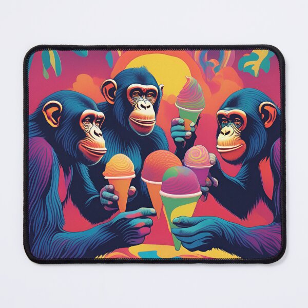 Item preview, Retro Trippy Chimps eating ice cream designed and sold by NicMacTees.